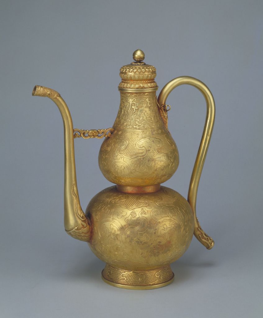 图片[1]-Gold flower gourd holding pot-China Archive